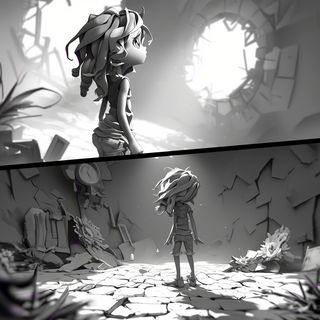 Basalt Signalism style, Midjourney V6.1: black-and-white manga comic strip
