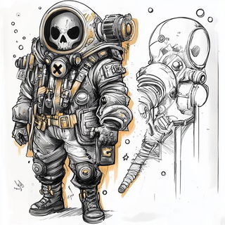 Verandaquill style, Midjourney V6.1: concept art character design of retropunk steam knight