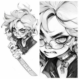 Verandaquill style, Midjourney V6.1: black-and-white manga comic strip