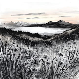 Verandaquill style, Midjourney V6.1: realistic landscape photograph of quiet dawn
