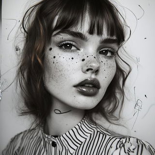 Verandaquill style, Midjourney V6.1: photographic portrait of female protagonist