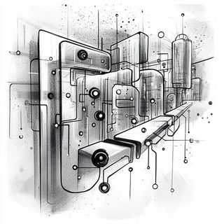 Verandaquill style, Midjourney V6.1: technical infrastructure blueprint schematics