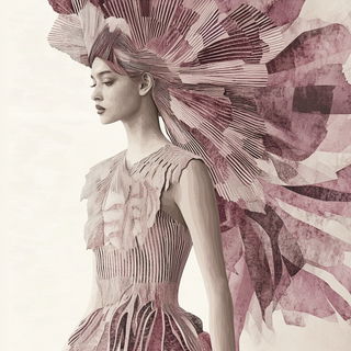 Spiremeltdown style, Midjourney V6.1: haute-couture fashion outfit