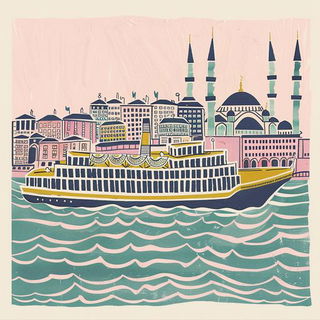 Cloudcut Vorticism style, Midjourney V6.1: bold minimalist logo design for Istanbul city municipal services