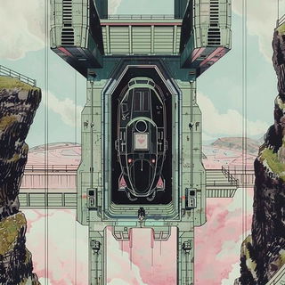 Cloudcut Vorticism style, Midjourney V6.1: cinematic shot from sci-fi movie