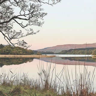 Cloudcut Vorticism style, Midjourney V6.1: realistic landscape photograph of quiet dawn