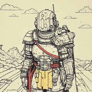 Cliffmolt style, Midjourney V6.1: concept art character design of retropunk steam knight