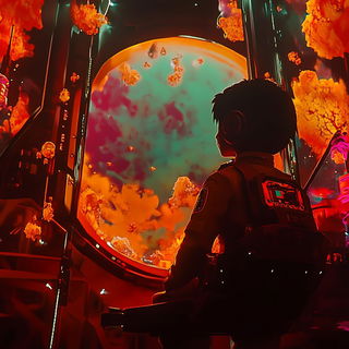 Featherhorn Assemblage style, Midjourney V6.1: cinematic shot from sci-fi movie