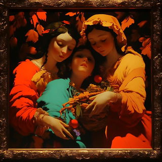 Featherhorn Assemblage style, Midjourney V6.1: classical 18th-century oil painting