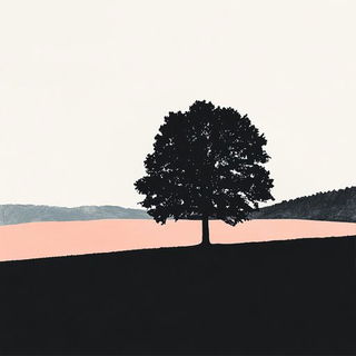 Chromotype style, Midjourney V6.1: realistic landscape photograph of quiet dawn