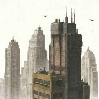 Ruinmontage style, Midjourney V6.1: megacity with futuristic bioarchitecture