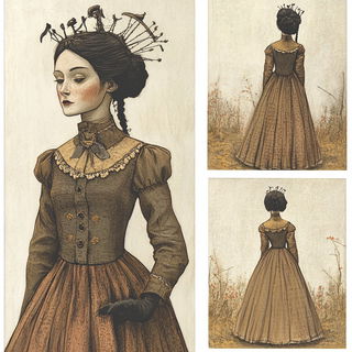 Ruinmontage style, Midjourney V6.1: haute-couture fashion outfit