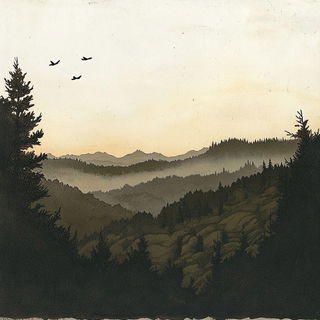 Ruinmontage style, Midjourney V6.1: realistic landscape photograph of quiet dawn