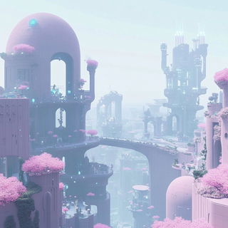 Cinnabartrace style, Midjourney V6.1: megacity with futuristic bioarchitecture