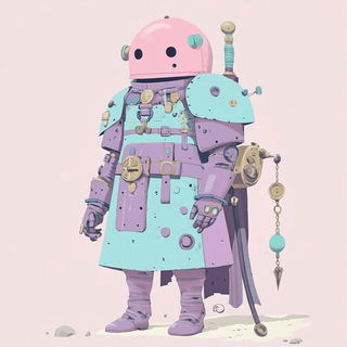Cinnabartrace style, Midjourney V6.1: concept art character design of retropunk steam knight