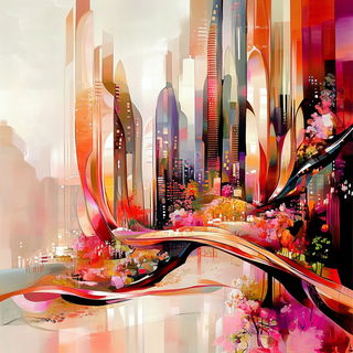 Moonbillboard style, Midjourney V6.1: megacity with futuristic bioarchitecture