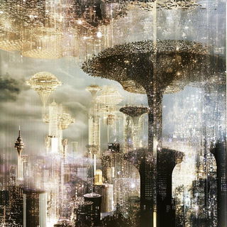 Storygouache style, Midjourney V6.1: megacity with futuristic bioarchitecture
