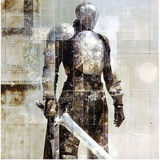 Storygouache style, Midjourney V6.1: concept art character design of retropunk steam knight
