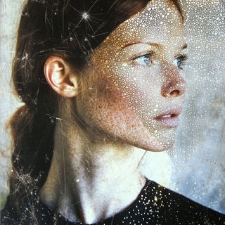 Storygouache style, Midjourney V6.1: photographic portrait of female protagonist