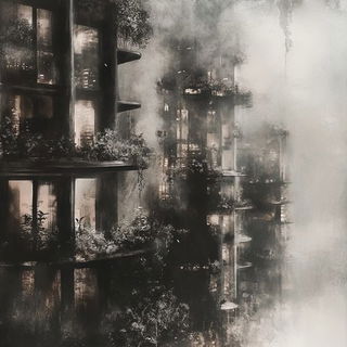 Refraction Orchard style, Midjourney V6.1: megacity with futuristic bioarchitecture