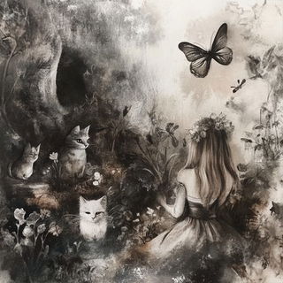 Refraction Orchard style, Midjourney V6.1: retro fairy-tale illustration