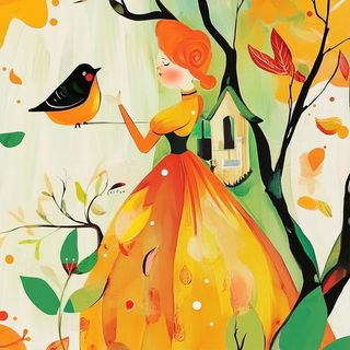 Busblossom style, Midjourney V6.1: retro fairy-tale illustration