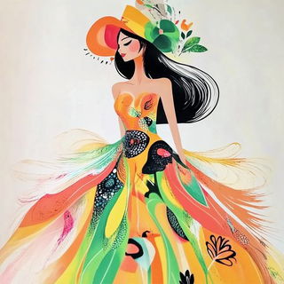 Busblossom style, Midjourney V6.1: haute-couture fashion outfit
