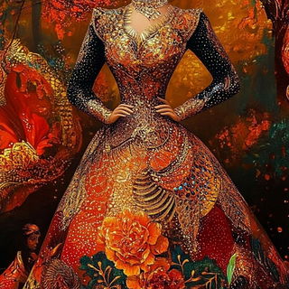 Colossopink style, Midjourney V6.1: haute-couture fashion outfit