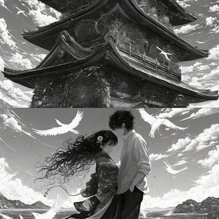 Colossopink style, Midjourney V6.1: black-and-white manga comic strip