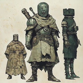 Ribbonscission style, Midjourney V6.1: concept art character design of retropunk steam knight