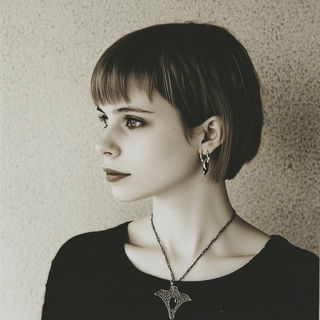 Ribbonscission style, Midjourney V6.1: photographic portrait of female protagonist