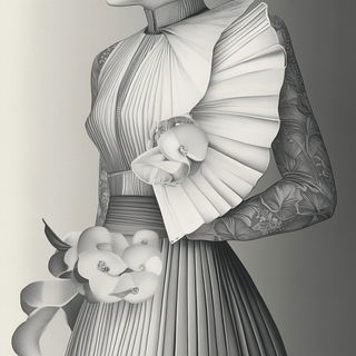Vaporcrystalism style, Midjourney V6.1: haute-couture fashion outfit