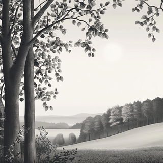 Vaporcrystalism style, Midjourney V6.1: realistic landscape photograph of quiet dawn
