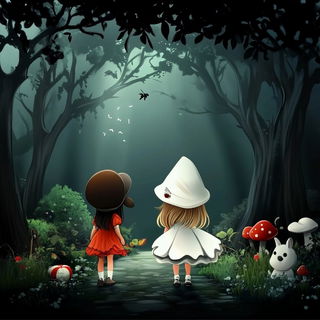 Selenomourn style, Midjourney V6.1: retro fairy-tale illustration
