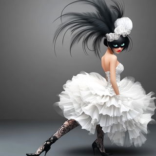 Selenomourn style, Midjourney V6.1: haute-couture fashion outfit