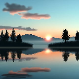 Selenomourn style, Midjourney V6.1: realistic landscape photograph of quiet dawn