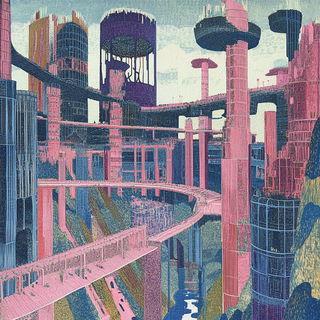 Solitary Architrave style, Midjourney V6.1: megacity with futuristic bioarchitecture