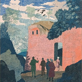 Solitary Architrave style, Midjourney V6.1: classical 18th-century oil painting