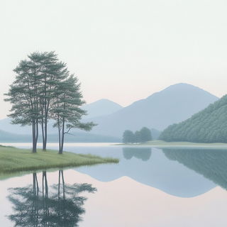 Arcoscreen Ornament style, Midjourney V6.1: realistic landscape photograph of quiet dawn