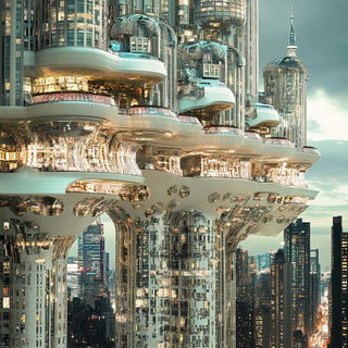 Cherryveil style, Midjourney V6.1: megacity with futuristic bioarchitecture