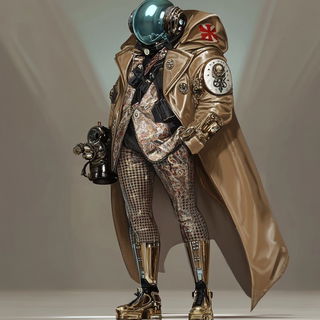 Cherryveil style, Midjourney V6.1: concept art character design of retropunk steam knight