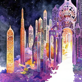 Hushwater style, Midjourney V6.1: megacity with futuristic bioarchitecture