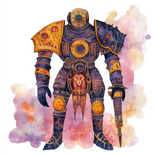 Hushwater style, Midjourney V6.1: concept art character design of retropunk steam knight
