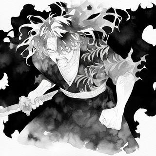 Hushwater style, Midjourney V6.1: black-and-white manga comic strip
