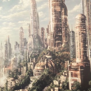 Archochromism style, Midjourney V6.1: megacity with futuristic bioarchitecture