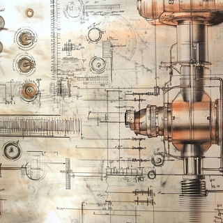 Archochromism style, Midjourney V6.1: technical infrastructure blueprint schematics