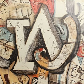 Archochromism style, Midjourney V6.1: typographic composition with large letters