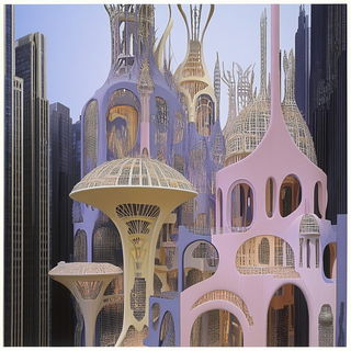 Gothicascade style, Midjourney V6.1: megacity with futuristic bioarchitecture