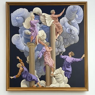 Gothicascade style, Midjourney V6.1: classical 18th-century oil painting
