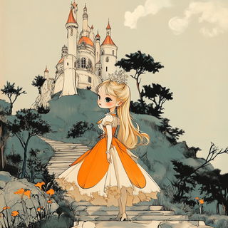 Drybrush Rangefinding style, Midjourney V6.1: retro fairy-tale illustration